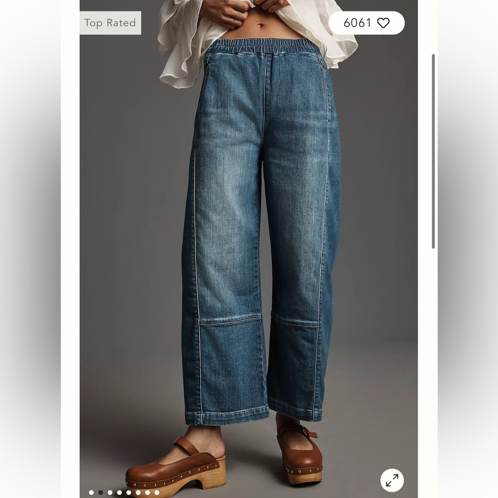 Anthropologie Pilcro Pull On Barrel Wide-Leg Blue Denim Jeans